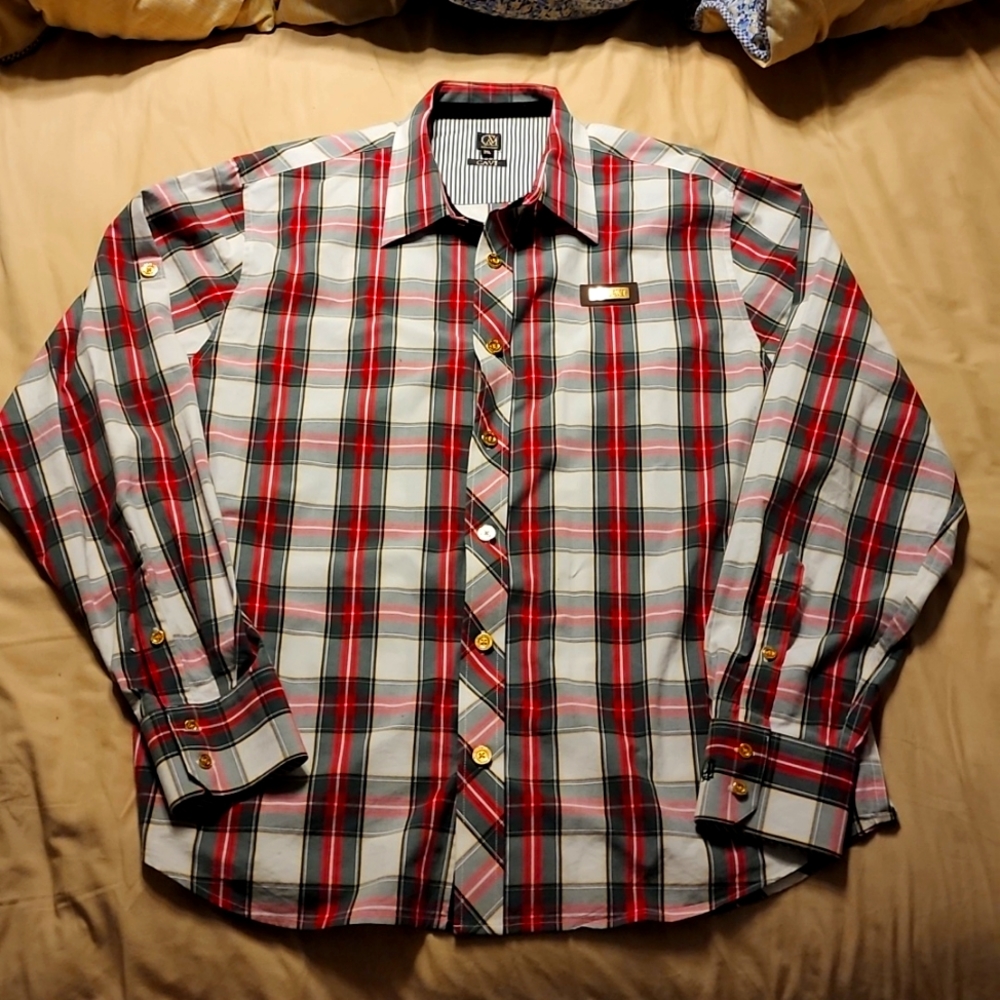 CAVI MEN'S SIZE 2XL LONG SLEEVE GOLD PLATE PLACKET/BOTTON